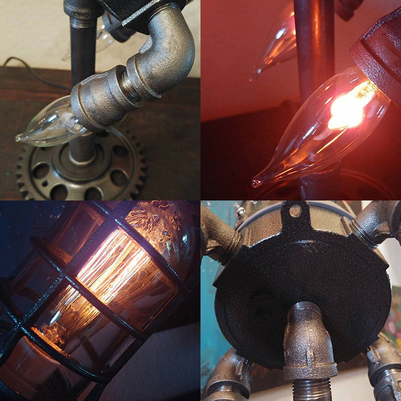 Vintage Steampunk Rocket Flame Tischlampe