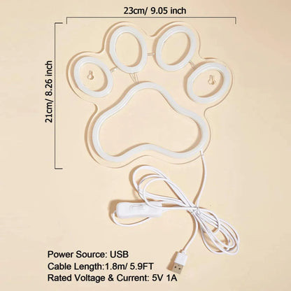 Rosa Pfoten Led Zeichen